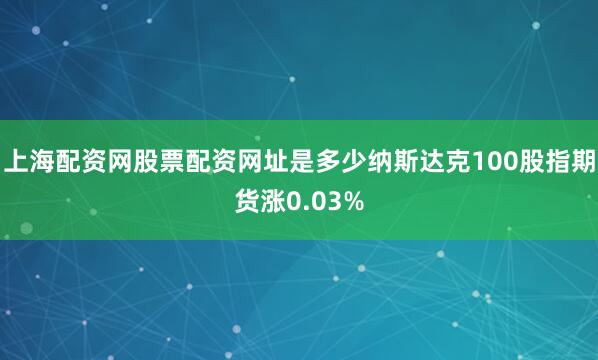上海配资网股票配资网址是多少纳斯达克100股指期货涨0.03%